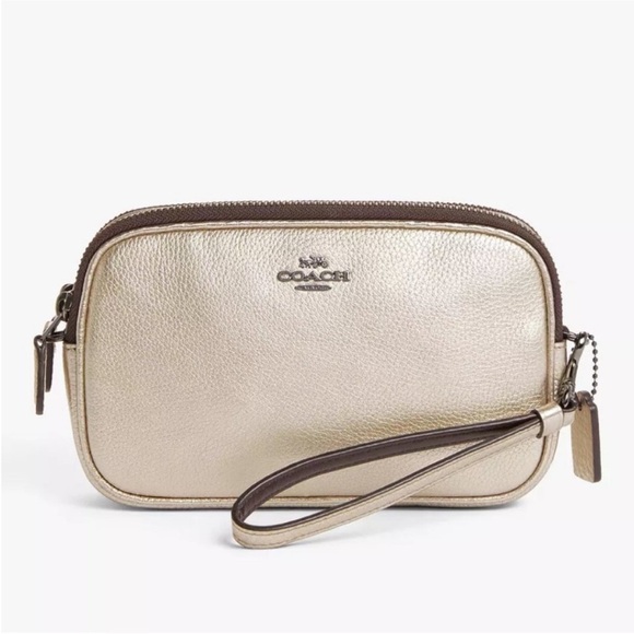 Coach Camera Bag Convertible Clutch Sadie Pebble Leather Cross Body Gold | 59952 - Picture 5 of 15